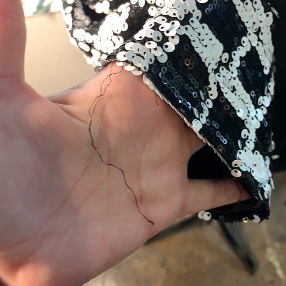 Black and white sequin crop 3/4 sleeve jacket - Picture 3 of 4